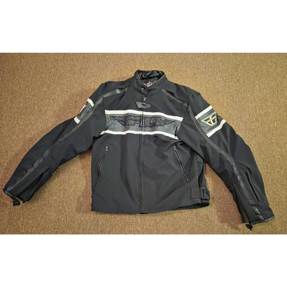 Fly Racing Men's Thick Padded Motorcycle Jacket Black Size L w/ Protector Pads